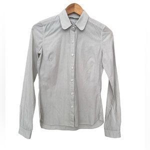 Shipley & Halmos Button Shirt Long Sleeve striped Black cream Cotton Xsmall